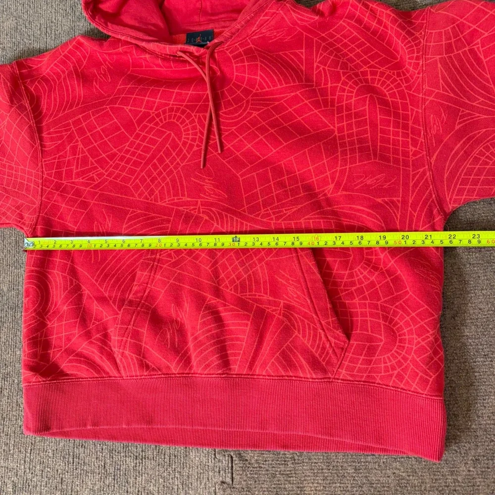 Jordan Flight Loose Fit Red All Over Print Hoodie Sweatshirt Small S mens fit